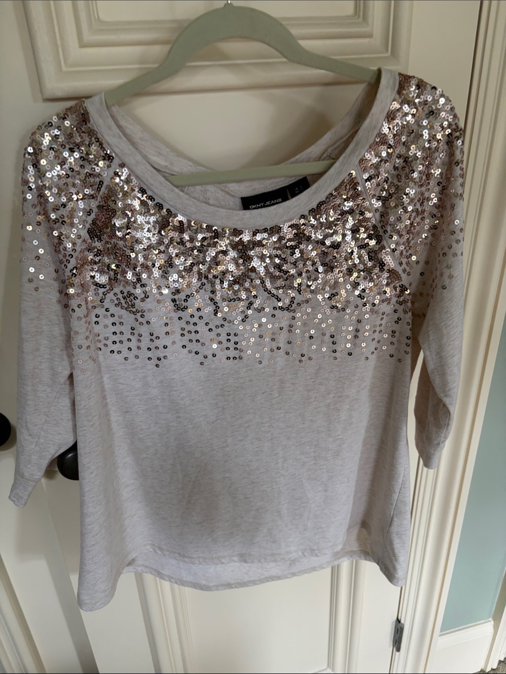 Dkny Light tanSequin Scoop Neck Sweatshirt